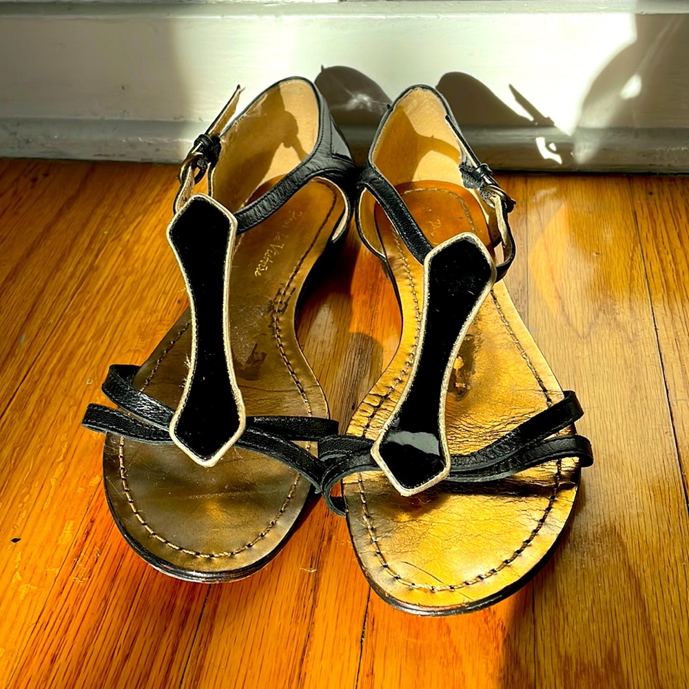 Black leather sandals